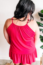 Sleeveless Ruffle Hem Top In Fruit Punch