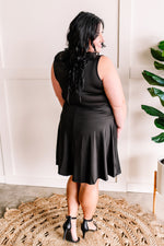 Delightful Twist Little Black Dress With Separate Biker Shorts