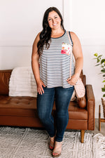 Flip a Switch Striped Floral Tank in Navy & Ivory