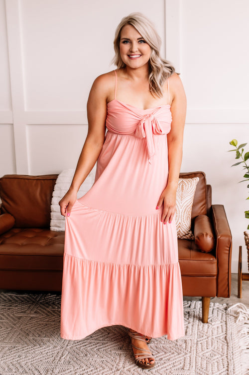 Tied Up In Knots Maxi Dress In Pink Carnation