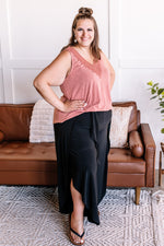 A Million Miles Crochet V Neck Sleeveless Top In Subdued Sienna