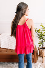 Sweet Summertime Ruffle Tank In Hot Pink