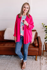 Fray For Me Pink Fringe Button Down Top