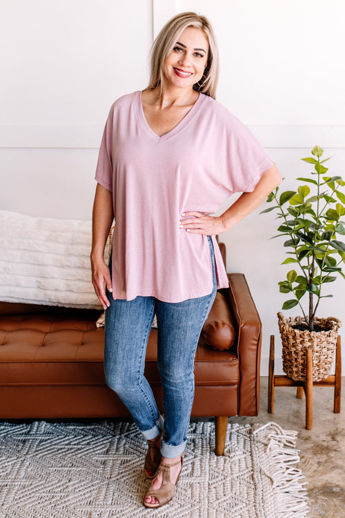 Take You Down Oversized Top In Dusty Lavender