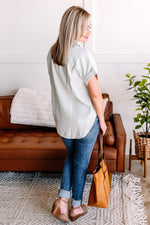 Light As Air Button Down Top In Washed Sage