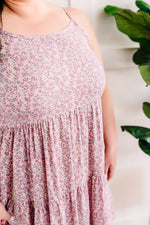 Tiered Floral Dress In Lilac With Back Tie Detail