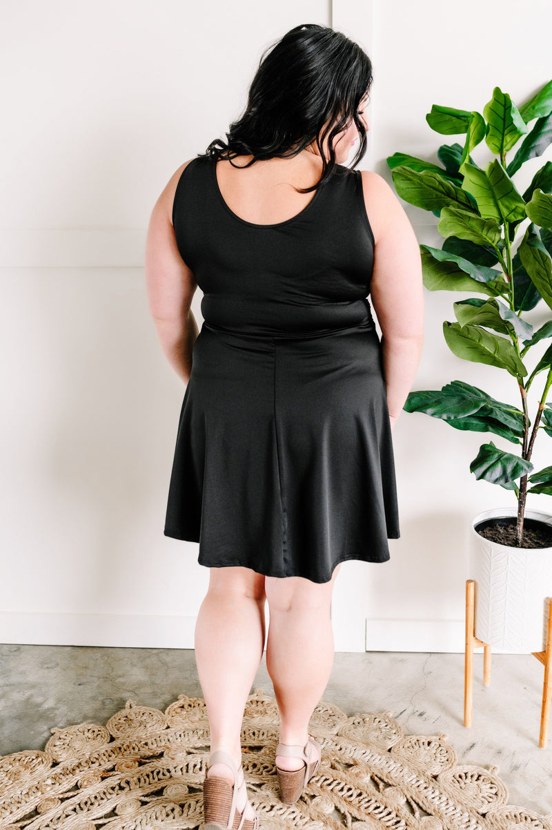 Sleeveless Dress With Shorts In Deep Black