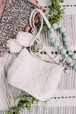 Carry Me Home Basket Crossbody Purse In Daisy White By Joy Susan