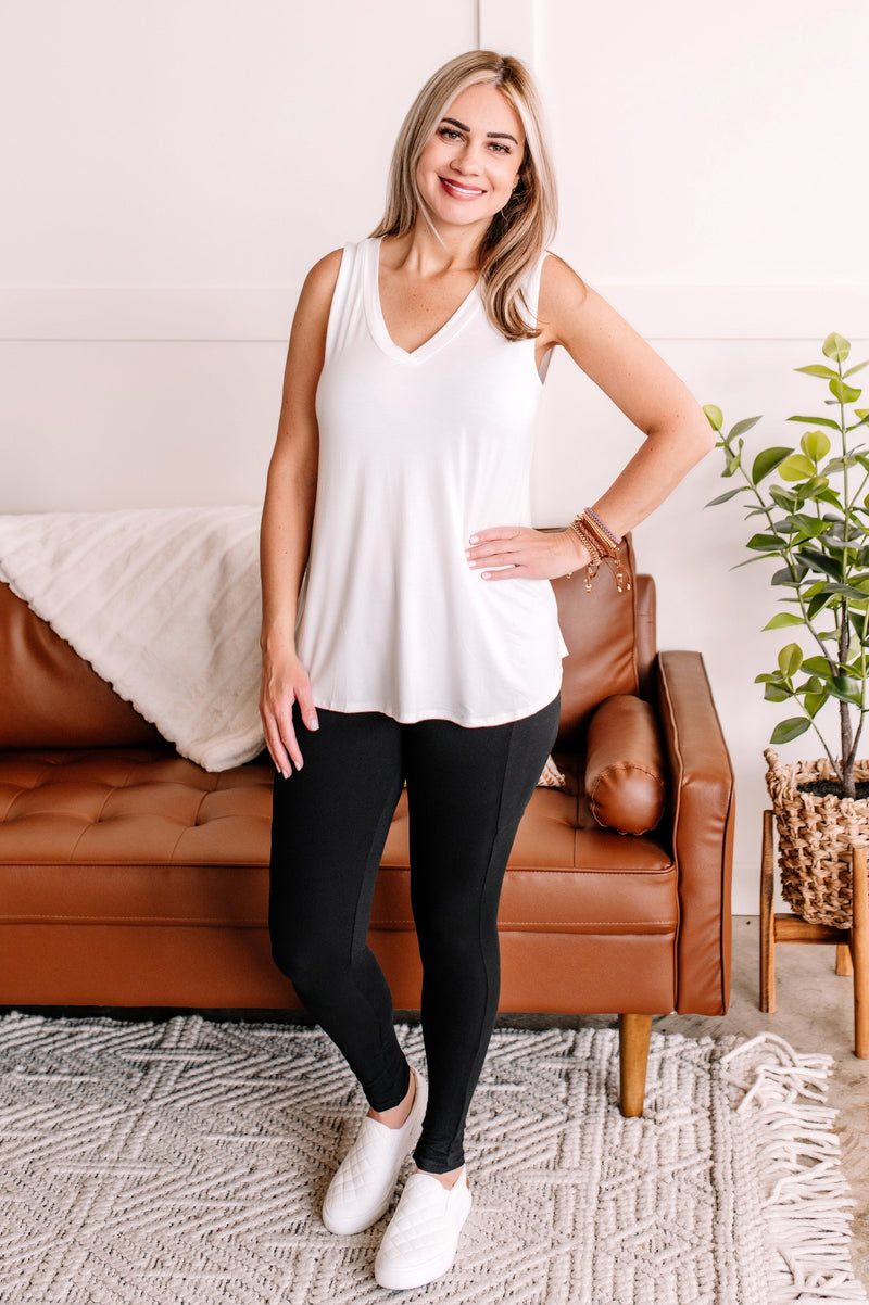 Do Me A Solid V neck Sleeveless Top In Ivory