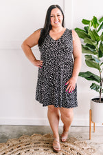 Tiered Sleeveless Dress In Black Leopard