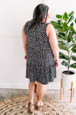 Tiered Sleeveless Dress In Black Leopard