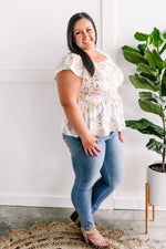 Smocked Top In Ivory Wild Flowers