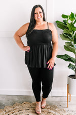 Smocked Sleeveless Top In Black