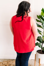 Sleeveless Blouse Top In Poppy Red