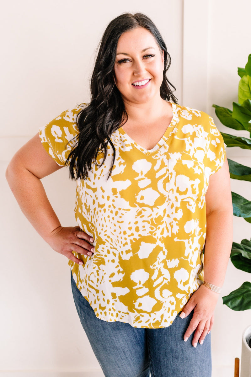 V Neck Blouse In Piña Colada