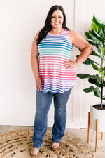 Sleeveless Tunic Top In Multicolored Stripes