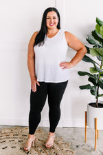 Sleeveless Top In Textured White Subtle Stripes