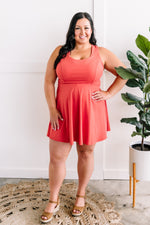 High Support Tennis Dress With Attached Shorts In Coral