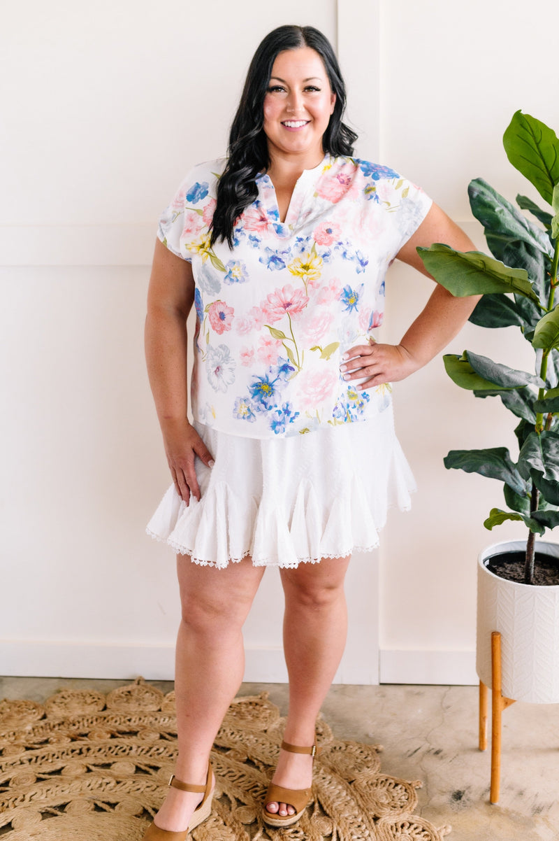 Ivory Floral Gabby Style Blouse