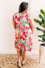 Square Neck Flutter Sleeve Dress In Under The Sea Florals