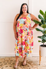 Sleeveless Midi Dress In Colorful Florals