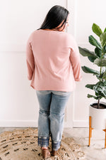 Lightweight Sweatshirt Pocket Top In Rose With Pinned Sleeve