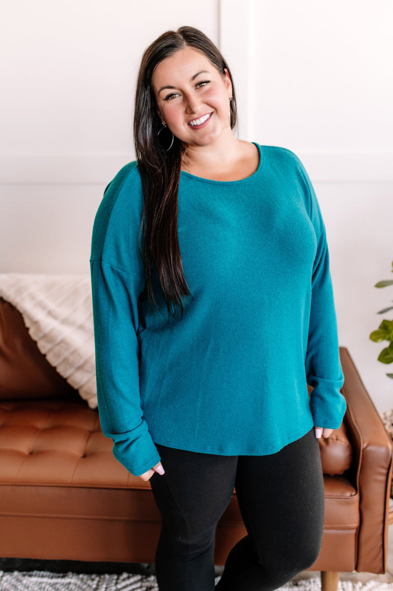 Twisted Words Twist Back Top In Jade