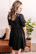 Keeping Secrets Surplice Dress In Soft Black