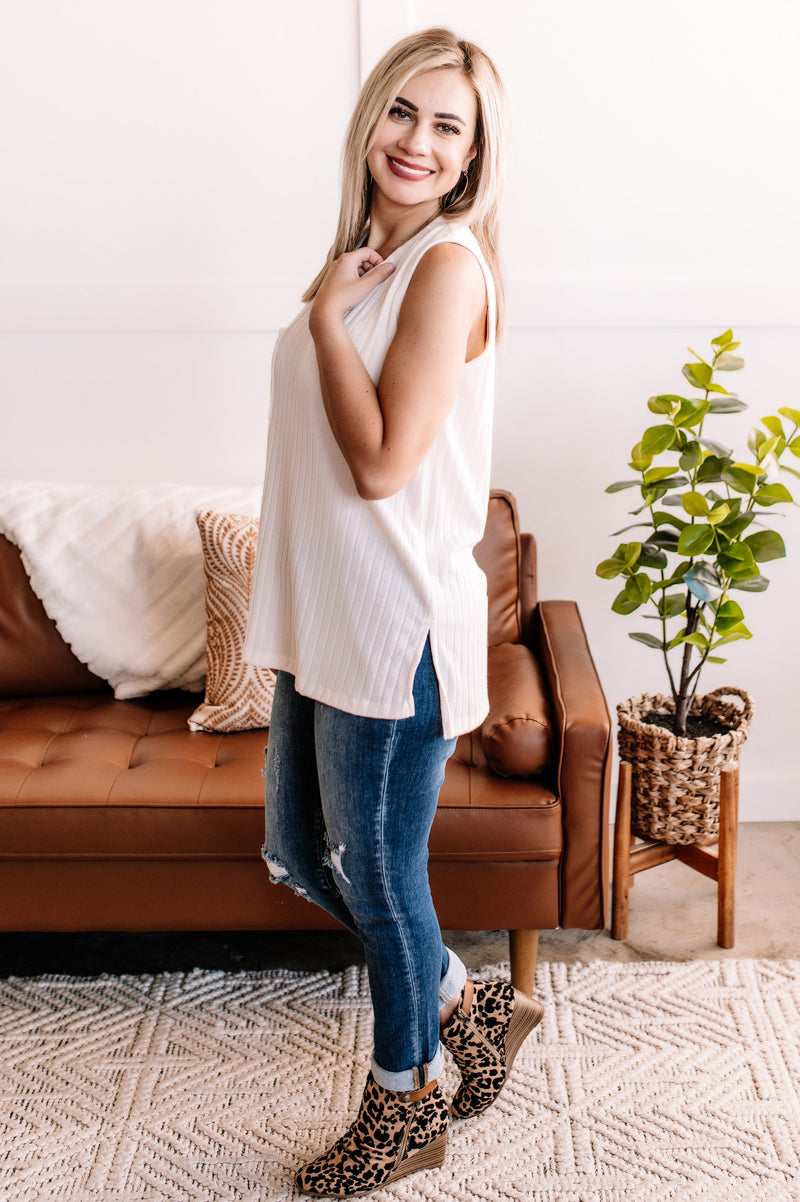 I'm Unstoppable Sleeveless Knit Top In Cream