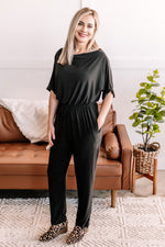 Jump Right In Cowl Neck Jumpsuit In Sophisticated Black