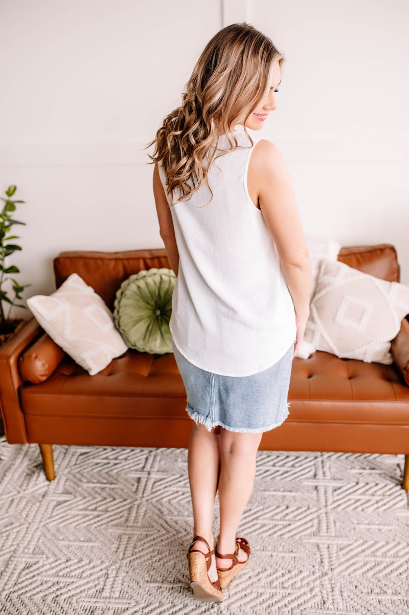 Making Headlines Ivory Blouse Tank With Pocket