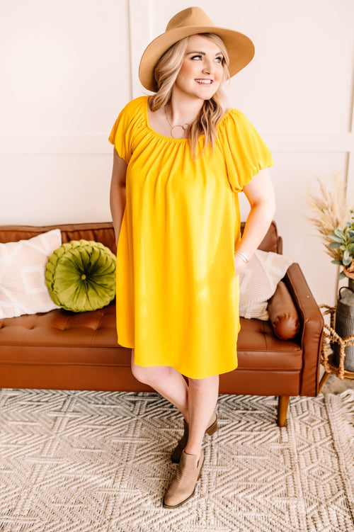 Silence Is Golden Balloon Sleeve Dress