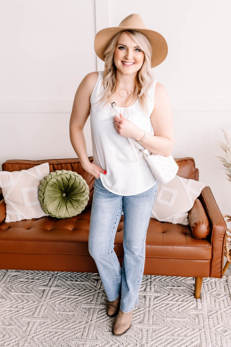 Making Headlines Ivory Blouse Tank With Pocket