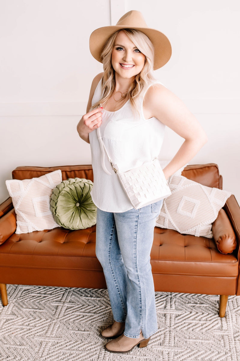 Making Headlines Ivory Blouse Tank With Pocket