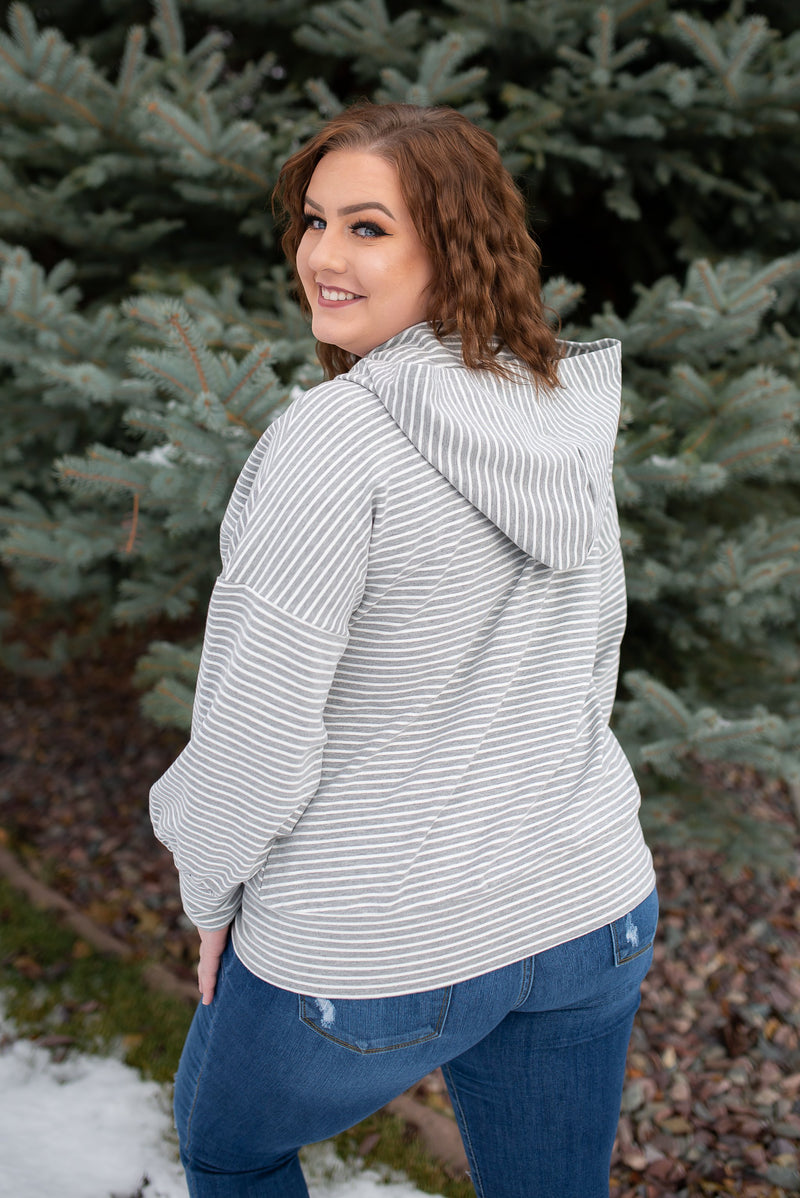 Plaid About You Hoodie In Gray Stripes