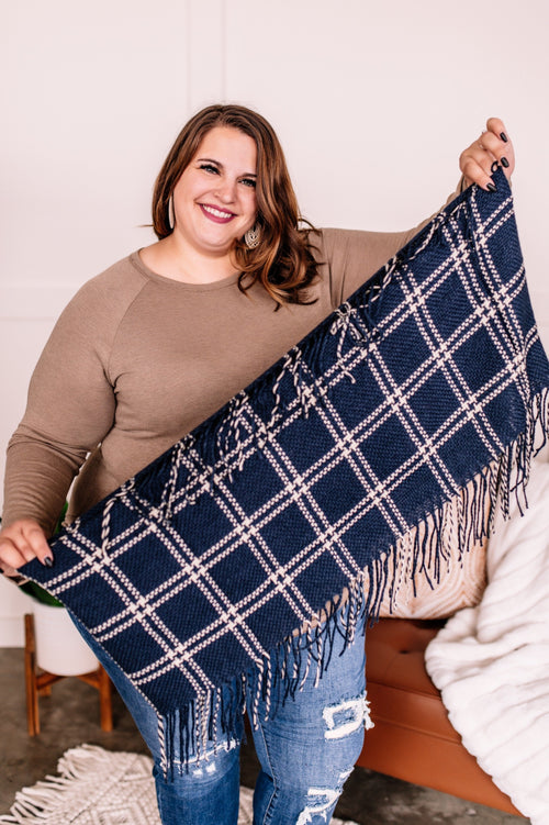 Tied Up In You In Navy and Cream Knit Infinity Scarf