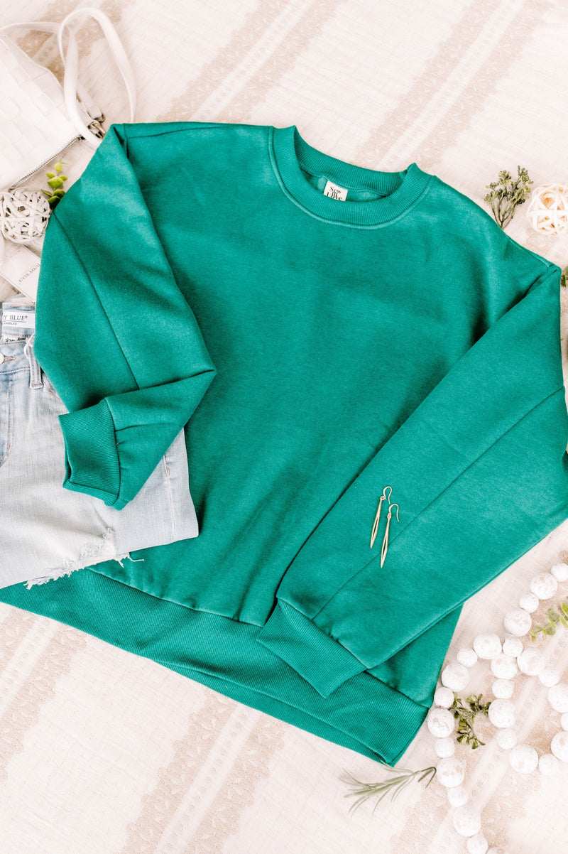 Get Fleeced Sweatshirt In Emerald Green