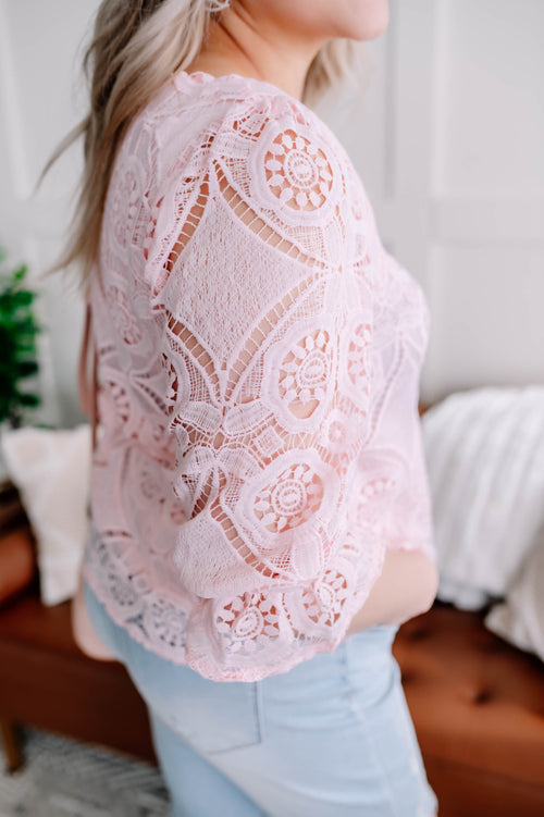 Take A Shine To Pink Lace Top