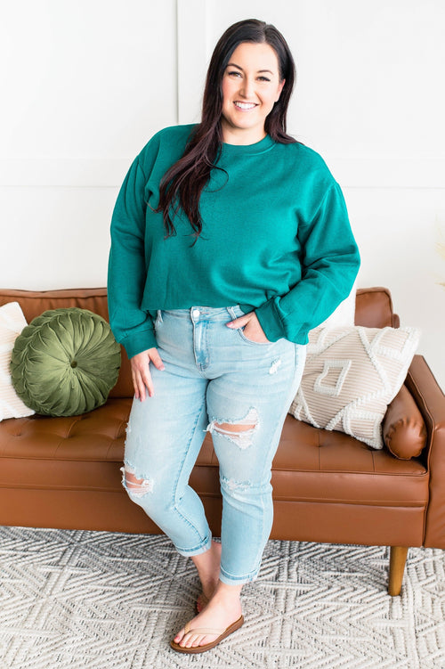 Get Fleeced Sweatshirt In Emerald Green