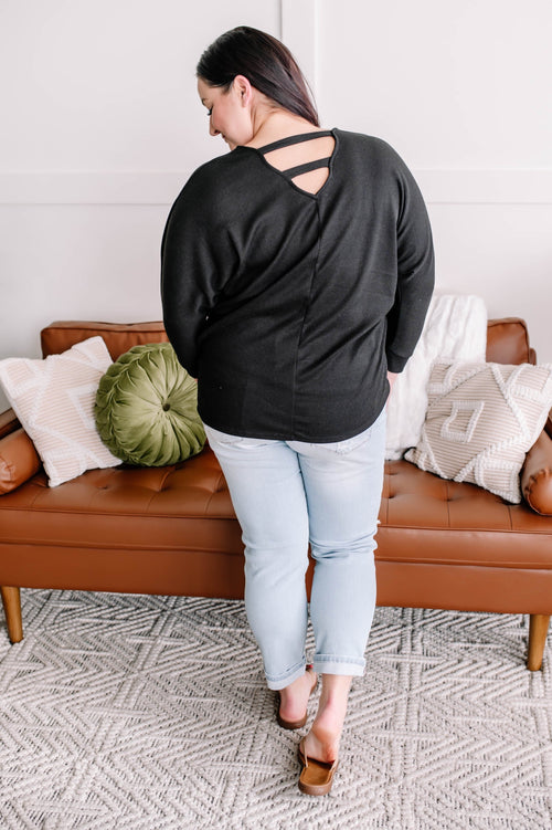 Cross My Back Dolman Top In Black