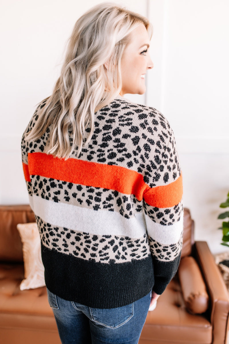 Lost All Track Of Time Leopard Sweater In Riverbed