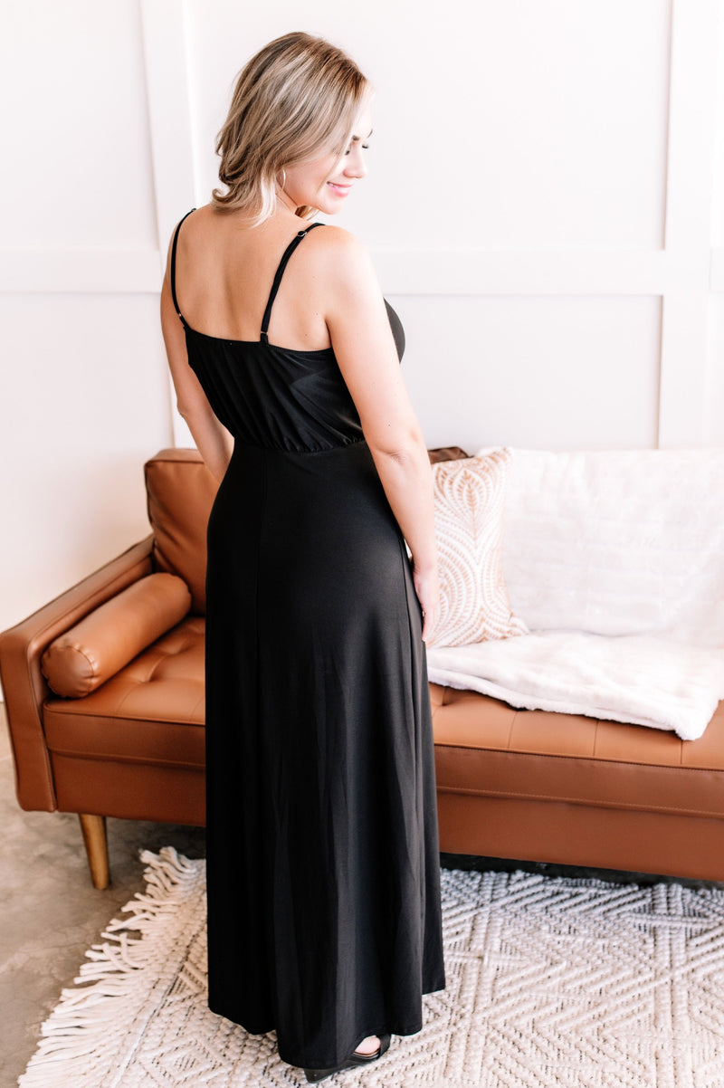 Neck Breaker Maxi Dress In Black Stiletto