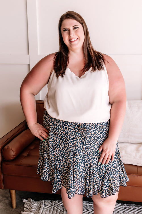 On the Edge Scalloped Cami In Porcelain