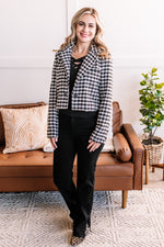 Night Shift Cropped Blazer In Houndstooth