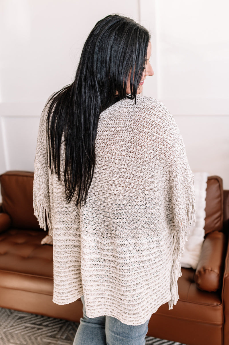 Cozy Up To Me Chenille Poncho In Marble