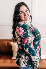 Cross Reference Floral Top In Teal & Mauve