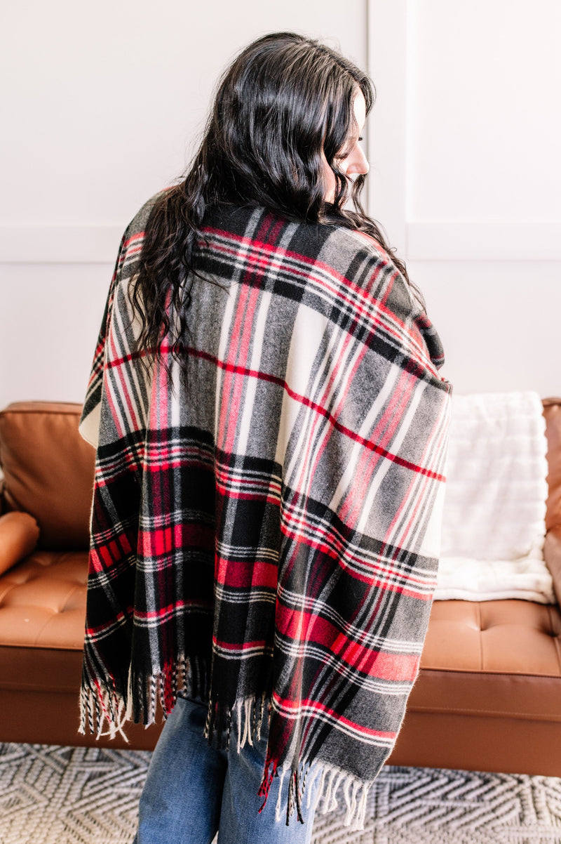 Take Cover Kimono In Scarlet Plaid