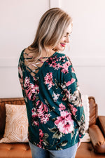 Cross Reference Floral Top In Teal & Mauve