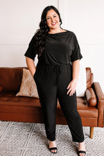 Jump Right In Cowl Neck Jumpsuit In Sophisticated Black