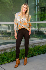 Chantry V Neck Floral Blouse in Sage Winter22